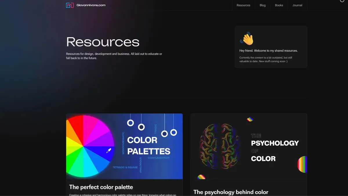 Gio's personal website project screenshot